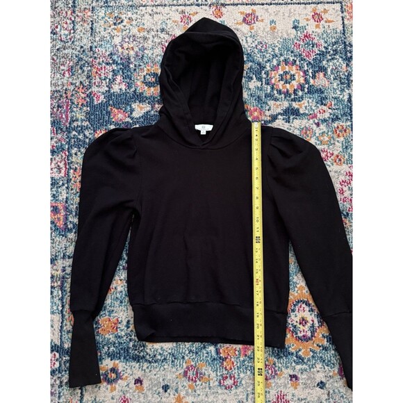 AG Adriano Goldschmied Black Hooded Puff Shoulder Walker Hoodie Size Small - Picture 3 of 5